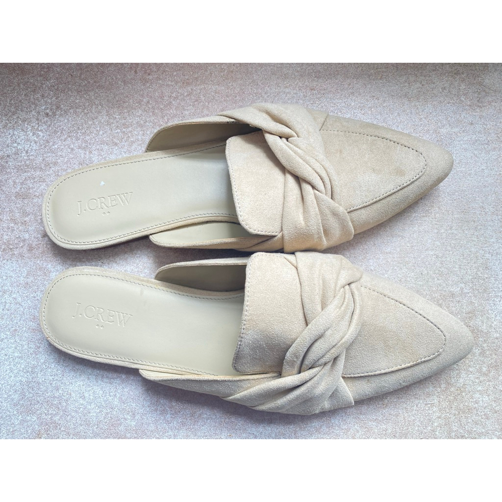 J.Crew Pointed Toe Slip-On Loafers Beige Suede Knotted 9 Preppy Coastal Summer - Picture 2 of 8